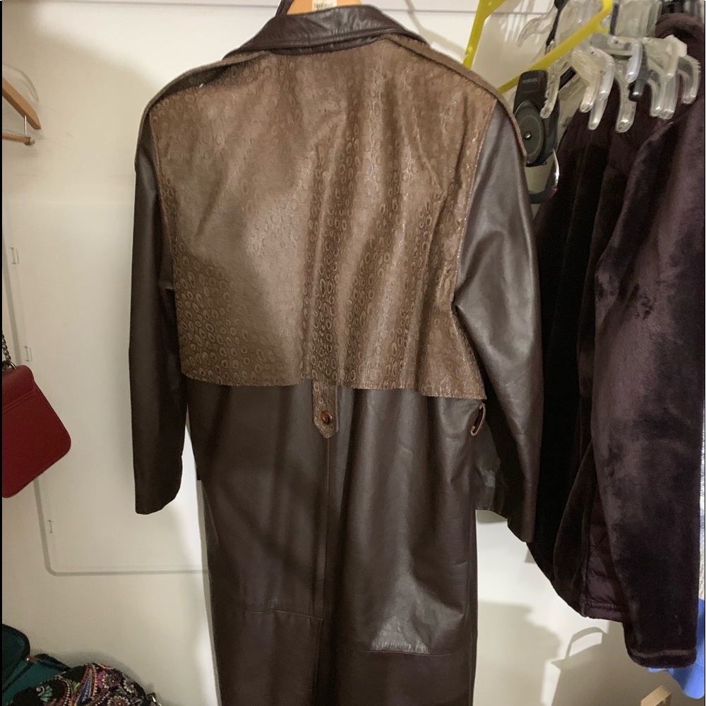 Women leather long coat